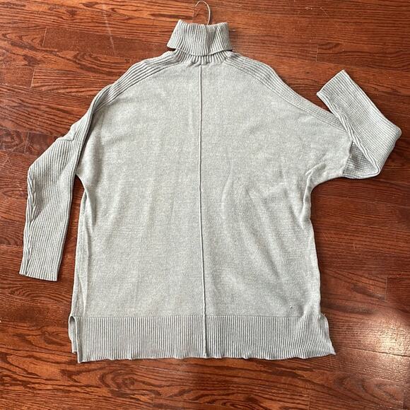 TIME and TRU Gray Turtleneck Longline Ribbed Knit Sweater Blouse - Picture 3 of 11